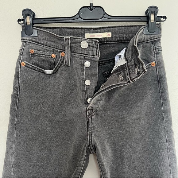 Levi's Wedgie Straight Leg Jeans - Dark Gray Wash - Size 26 - Picture 5 of 11